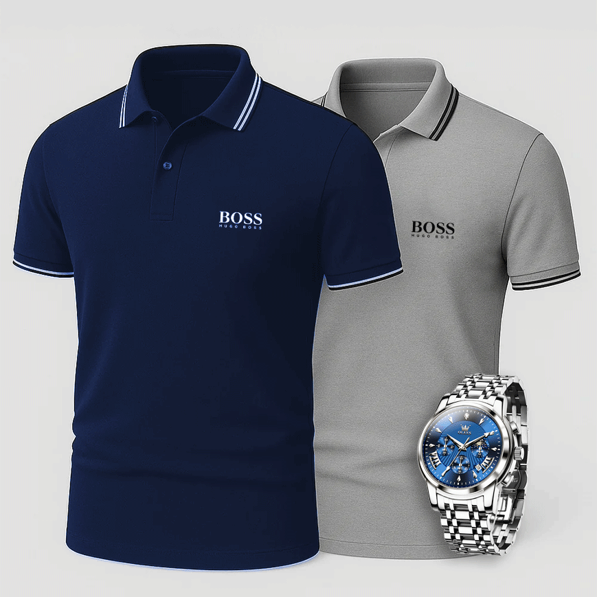 [Buy 2 Pay 1] Hugo Boss Premiere Polo Shirts + Exclusive Watch (QS)