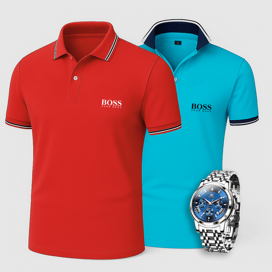 [Buy 2 Pay 1] Hugo Boss Premiere Polo Shirts + Exclusive Watch (QS)